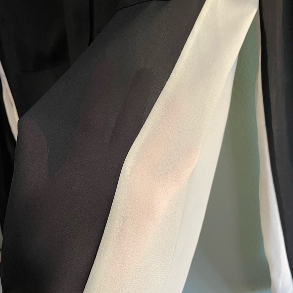 Halogen Color Block Sheer Button Down Blouse - Picture 7 of 9